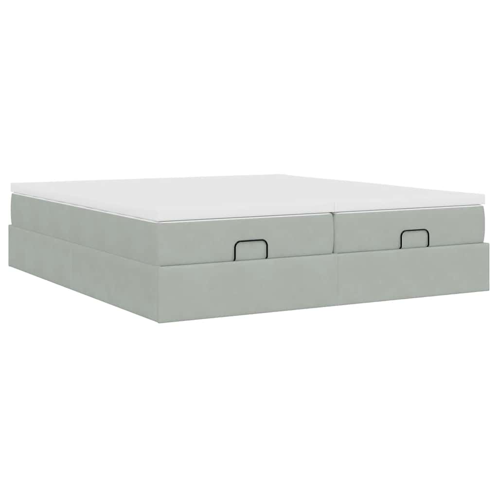 vidaXL Ottoman Bed with Mattresses 160x200cm Velvet Light Grey