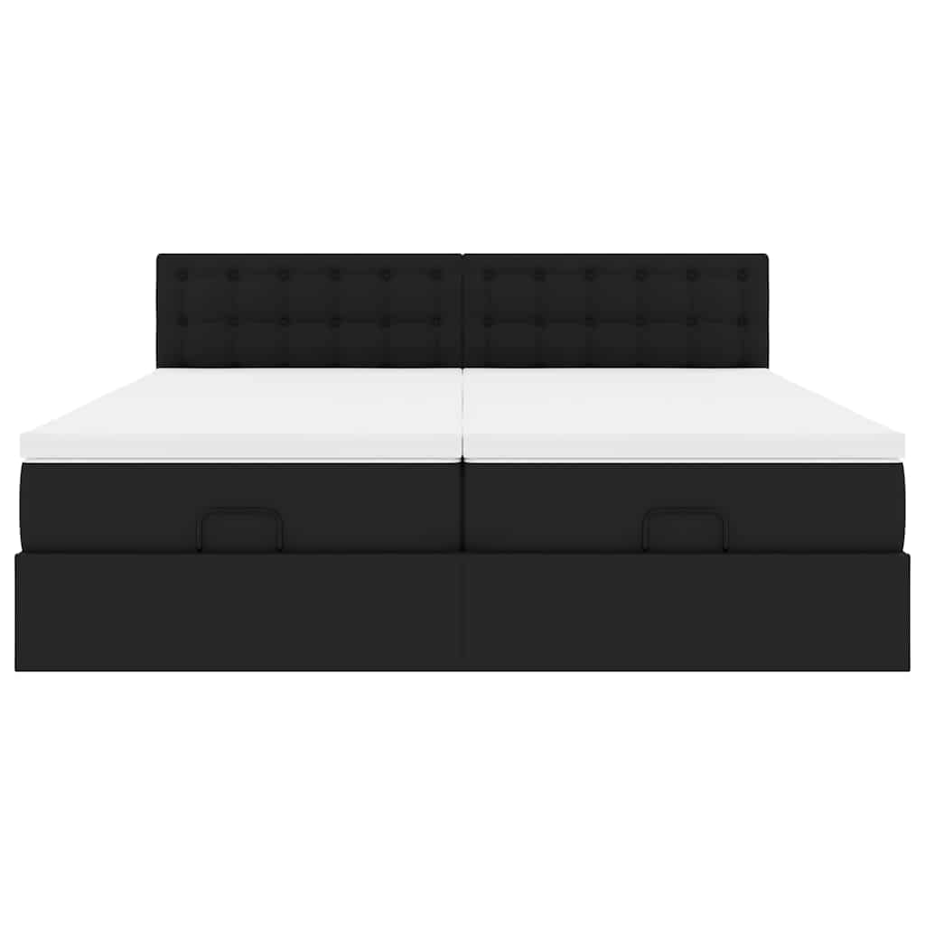 vidaXL Ottoman bed met matrassen 160x200cm kunstleer zwart