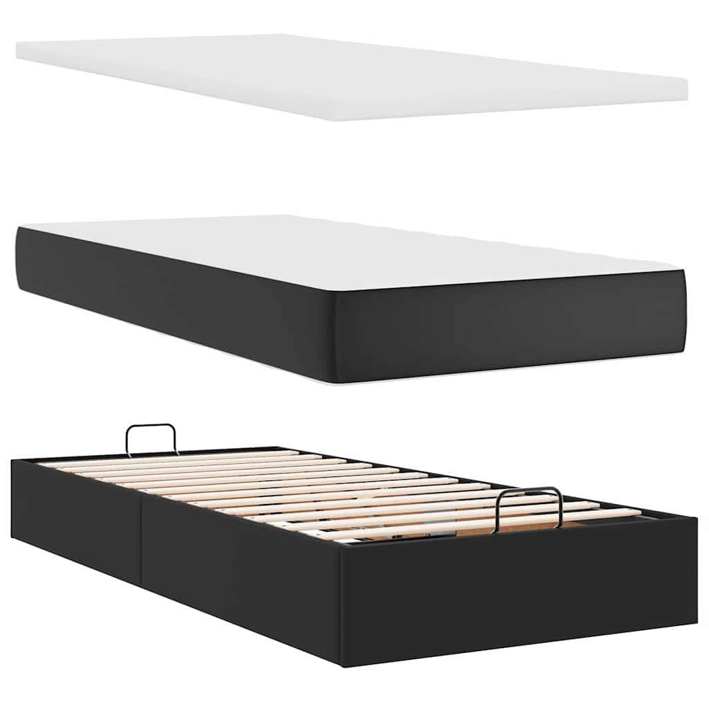 vidaXL Ottoman bed met matrassen 160x200cm kunstleer zwart