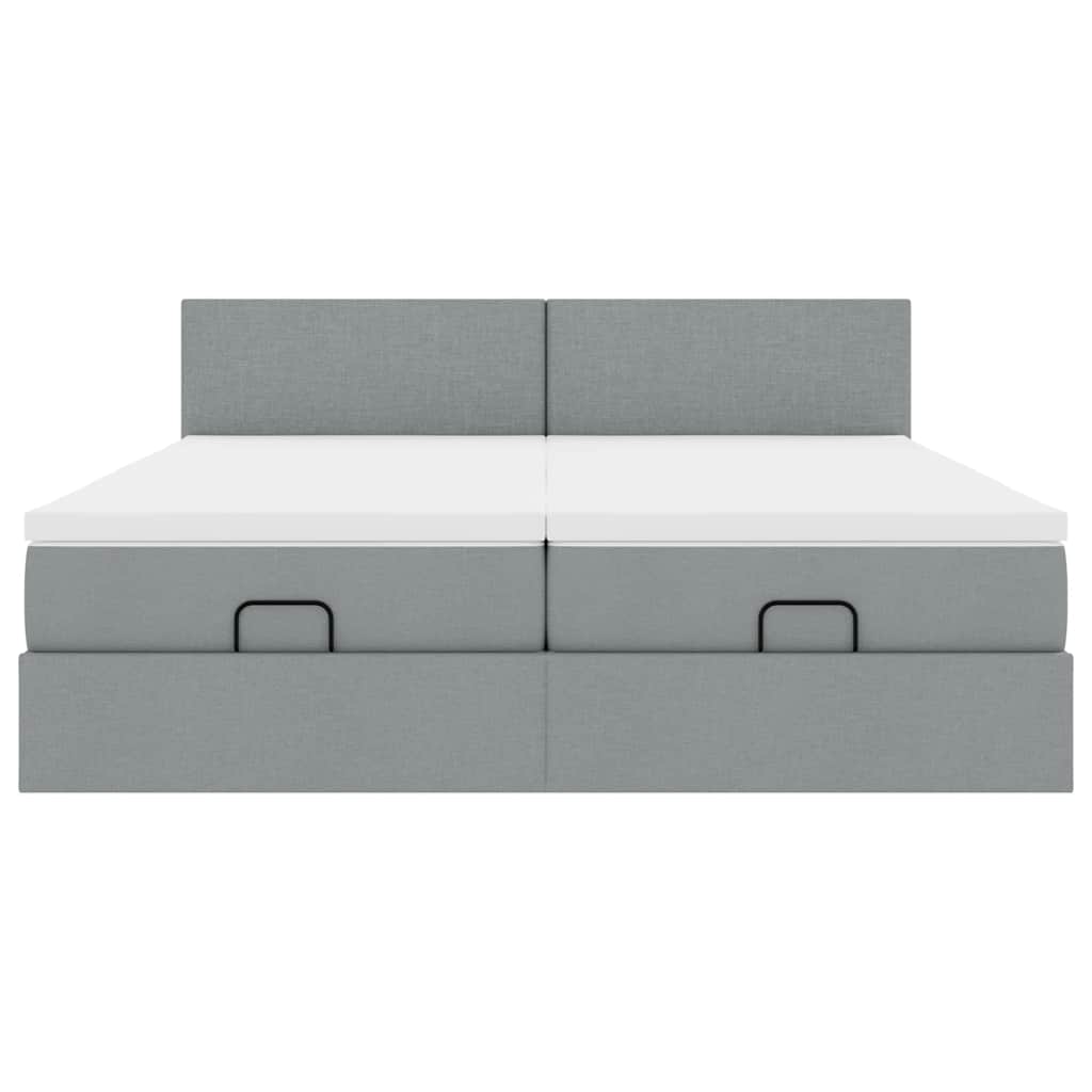 vidaXL Ottoman bed met matrassen 160x200cm stof lichtgrijs