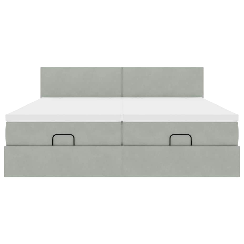 vidaXL Ottoman bed met matrassen 160x200cm fluweel lichtgrijs