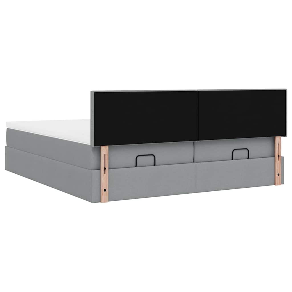 vidaXL Ottoman bed met matrassen en LED's 160x200cm stof lichtgrijs