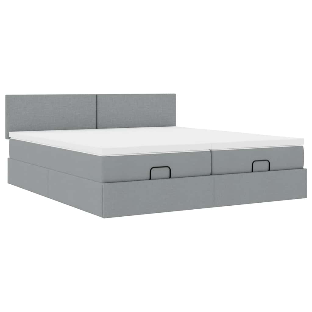 vidaXL Ottoman bed met matrassen en LED's 160x200cm stof lichtgrijs