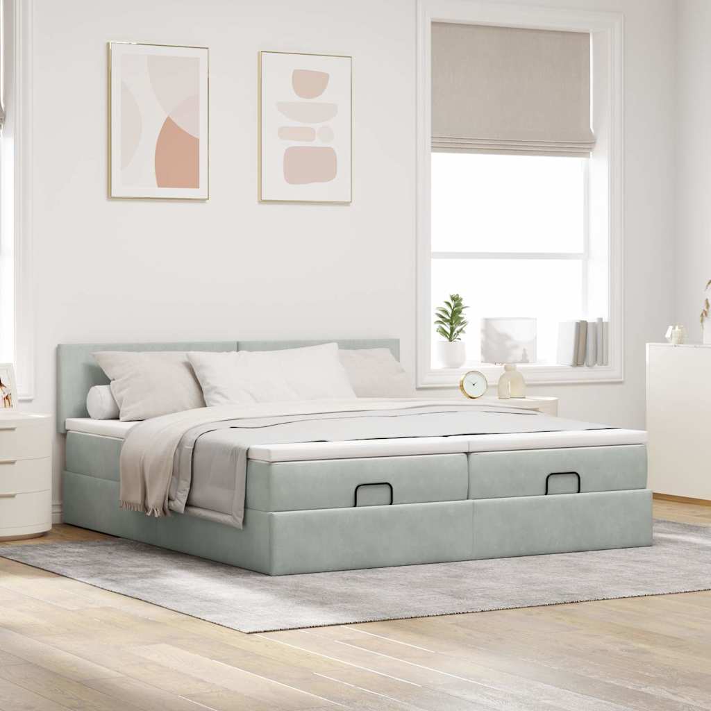 vidaXL Lit ottoman avec matelas et éclairage LED 160x200cm