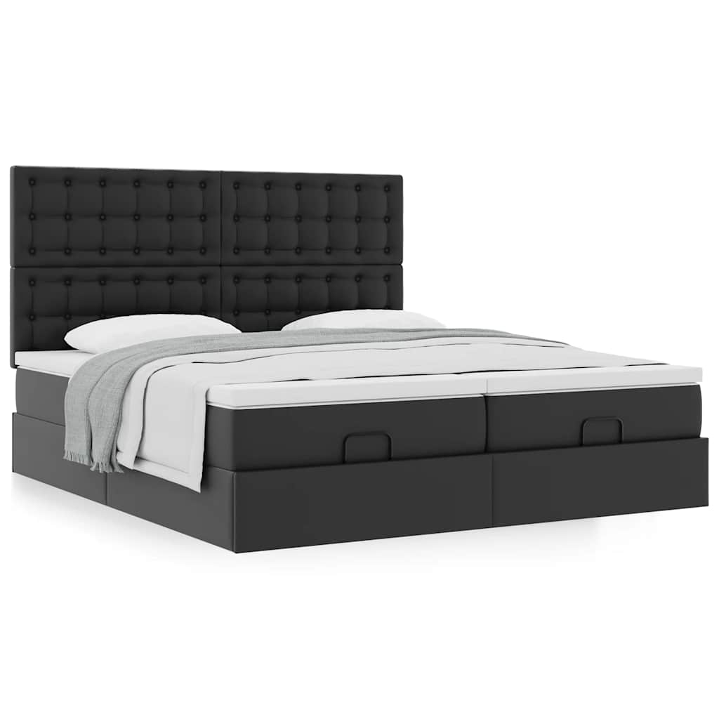 vidaXL Ottoman bed with mattresses 160x200cm artificial leather black
