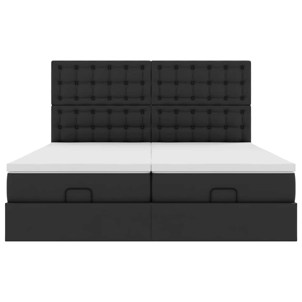 vidaXL Ottoman bed with mattresses 160x200cm artificial leather black