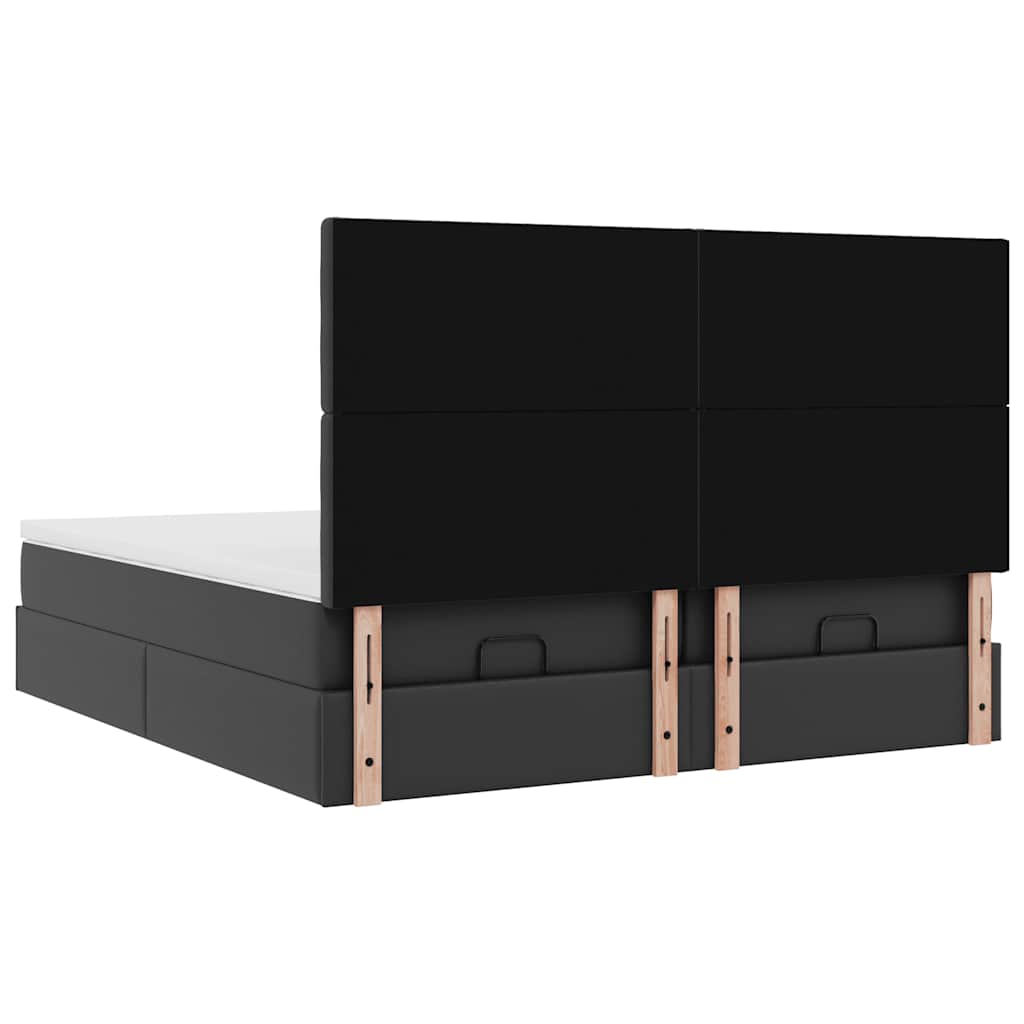 vidaXL Ottoman bed with mattresses 160x200cm artificial leather black