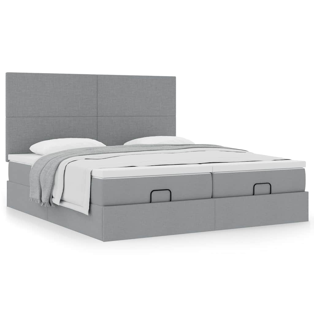vidaXL Ottoman bed with mattresses 160x200cm fabric light grey