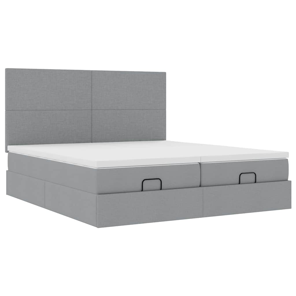 vidaXL Ottoman bed with mattresses 160x200cm fabric light grey