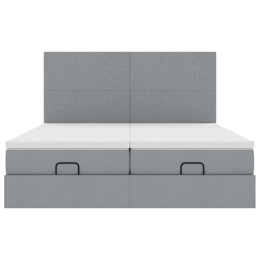 vidaXL Ottoman bed with mattresses 160x200cm fabric light grey