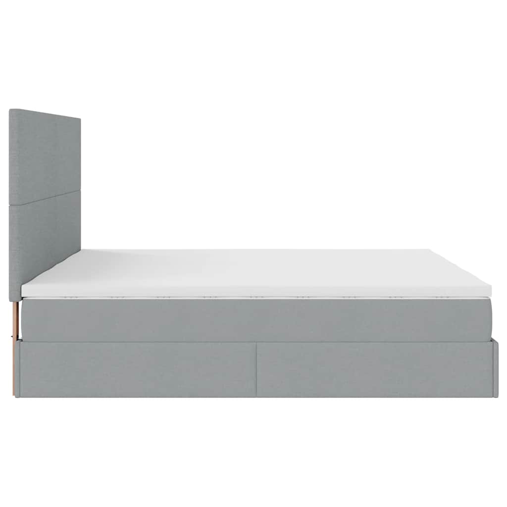vidaXL Ottoman bed with mattresses 160x200cm fabric light grey