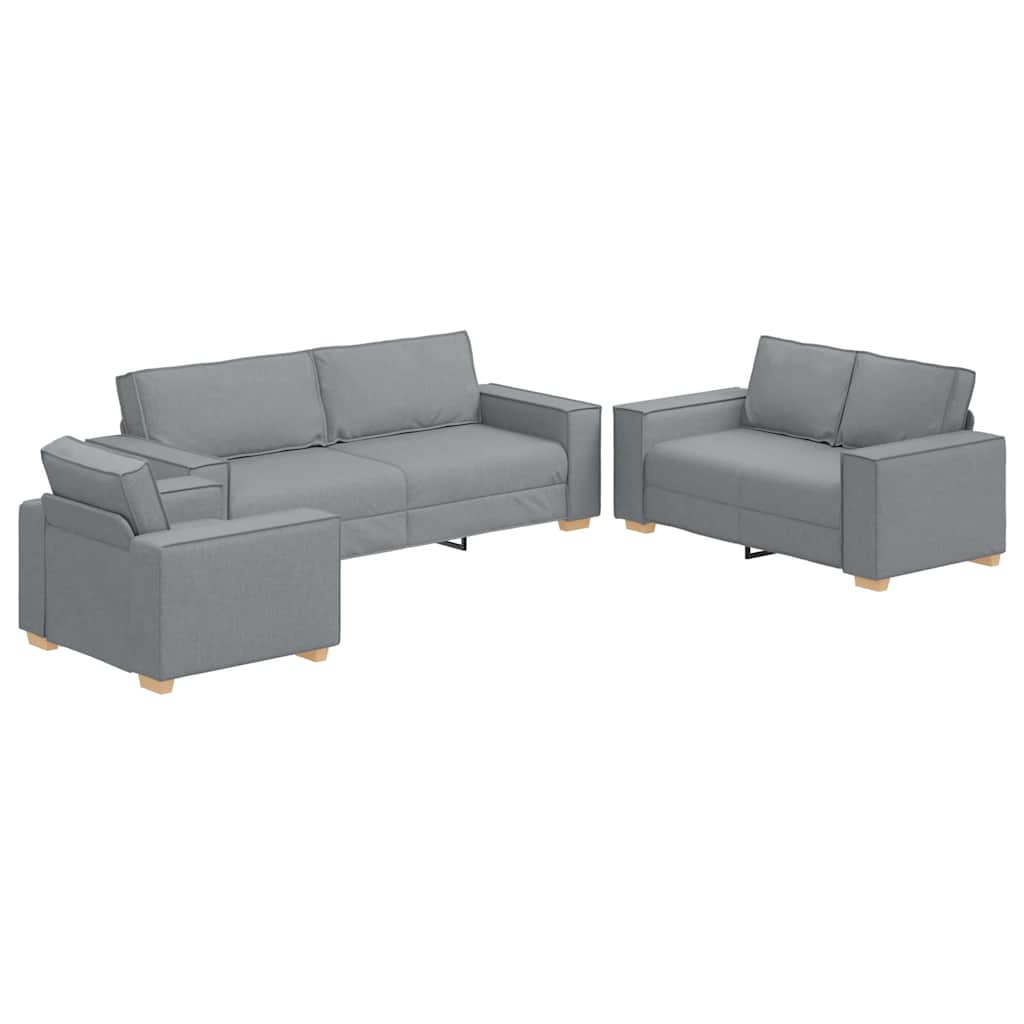 vidaXL Bank 3 pcs Lichtgrijs 220 x 80 x 84 cm Linnenmix Stoffen