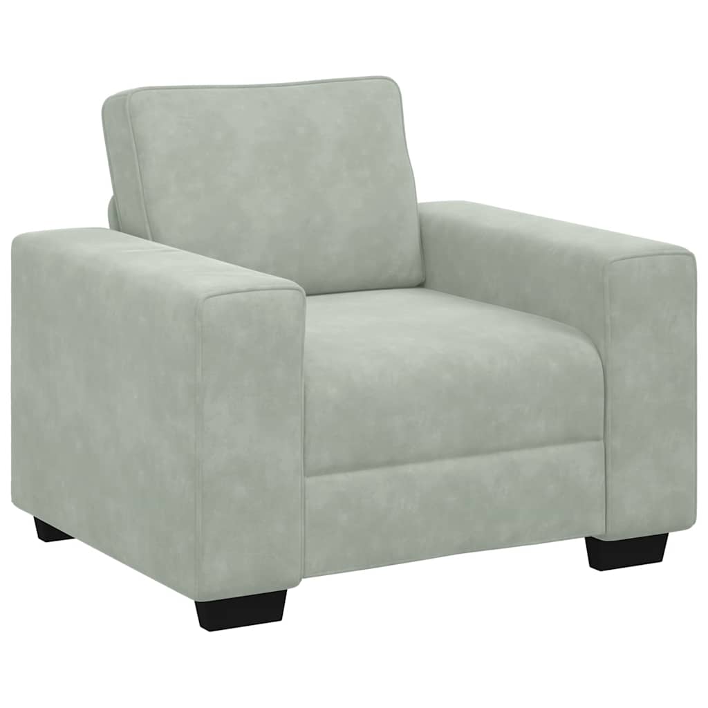 vidaXL 3-delige Loungeset met kussens fluweel lichtgrijs