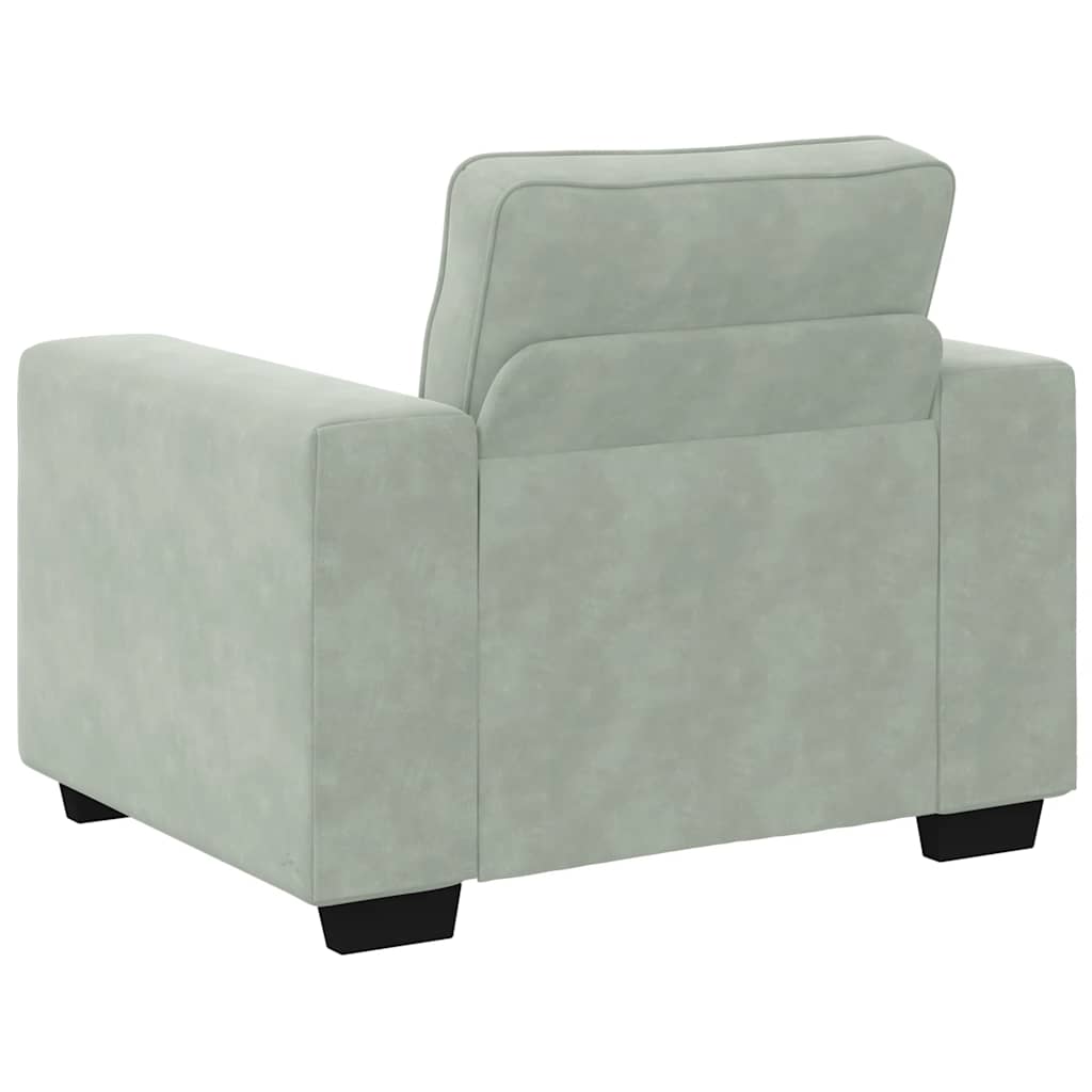 vidaXL 3-delige Loungeset met kussens fluweel lichtgrijs