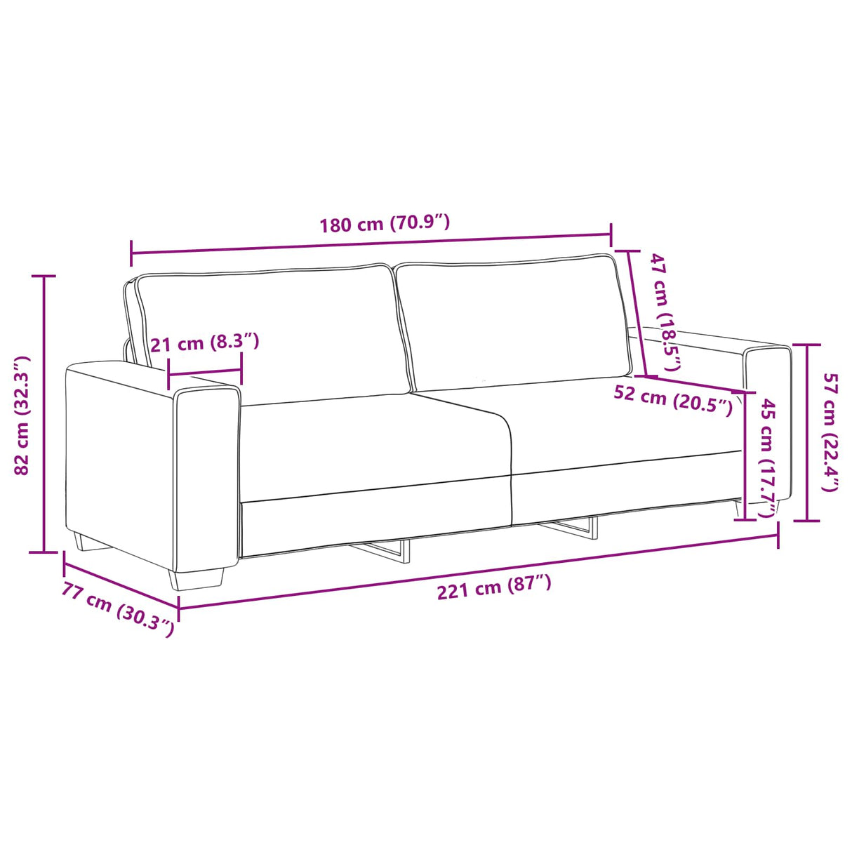 vidaXL Bank 2 pcs Beige 221 x 80 x 82 cm Linnenmix Stoffen