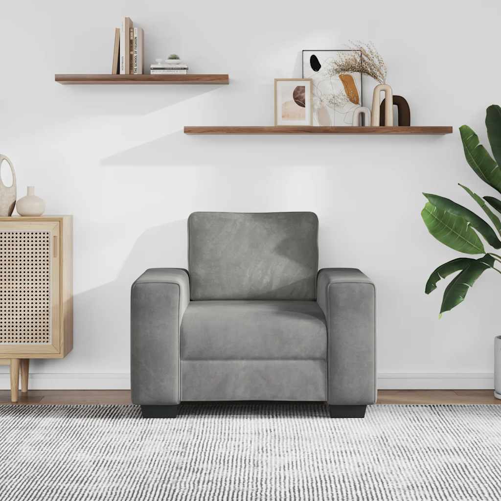 vidaXL Fauteuil 100x77x82 cm fluweel lichtgrijs