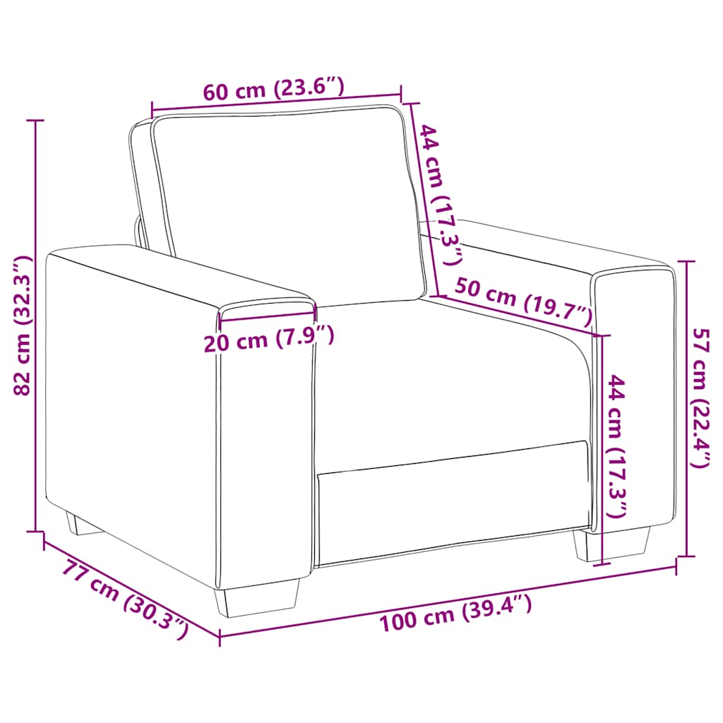 vidaXL Fauteuil 100x77x82 cm fluweel lichtgrijs