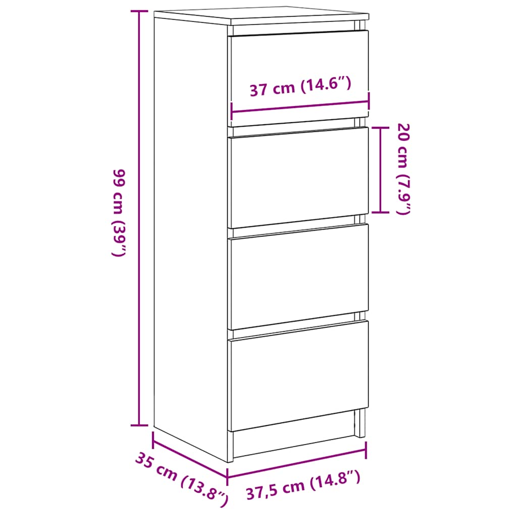 vidaXL Sideboard 37.5x35x99 cm chipboard white