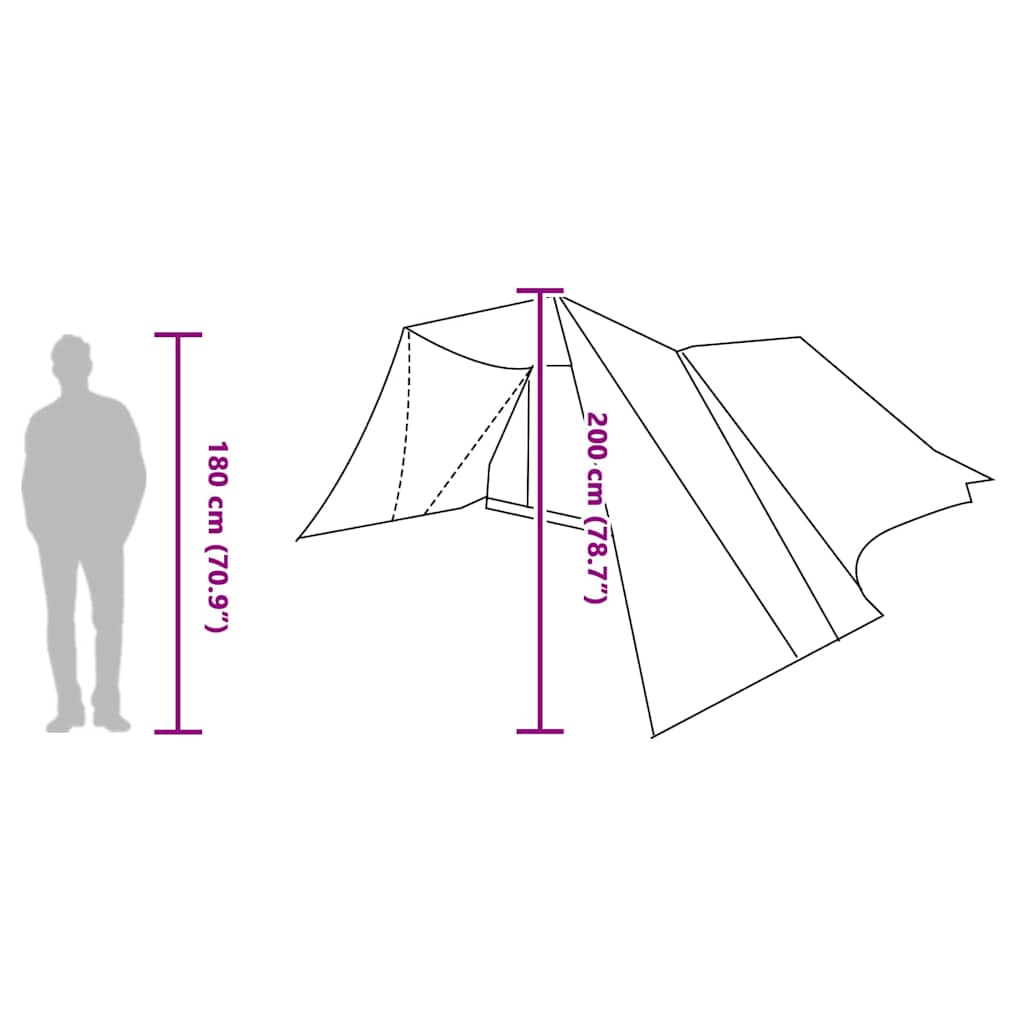 vidaXL Tipi Tent with Roof Storage Green 660 x 456 x 200 cm Taffeta