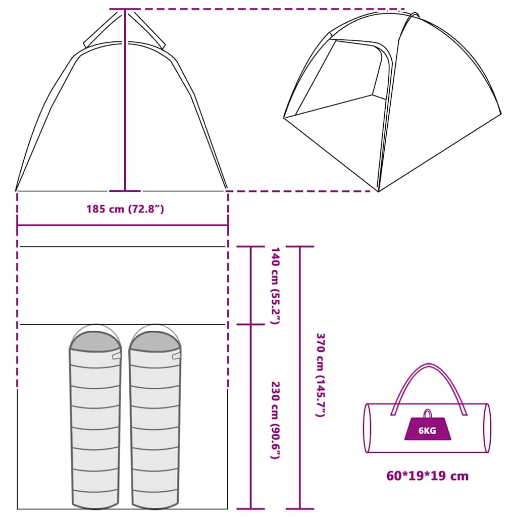 vidaXL Playhouse Tent with Roof with Storage Green 370 x 230 x 185 cm taffeta