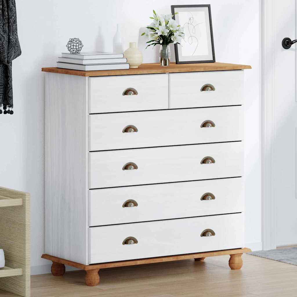 vidaXL Ladeblok ASKIM Wit 91 x 40 x 95,5 cm Massief grenenhout