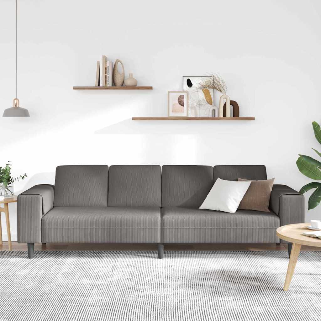 vidaXL Banque avec coussins de lumière 250 x 77 x 76 cm Tissu en velours côtelé