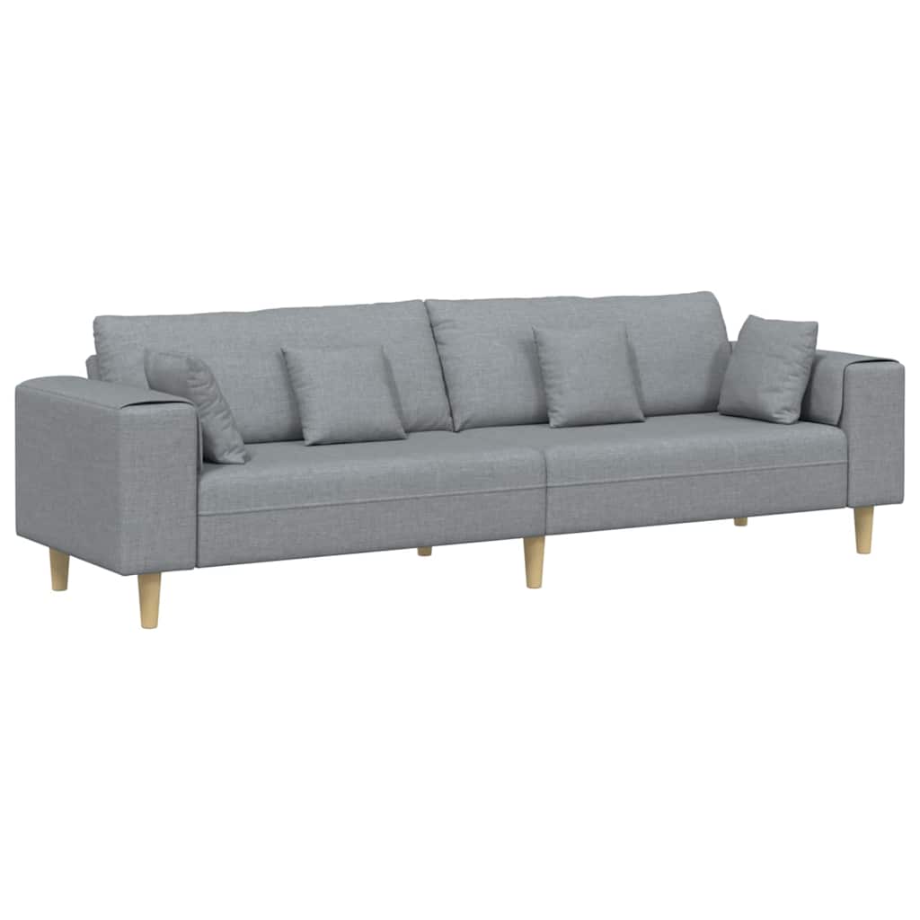 vidaXL Sofa with Cushion Light Gray 250 x 77 x 76 cm Fabric