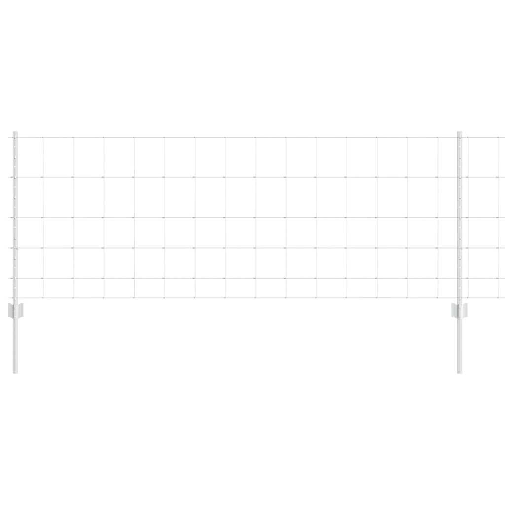 vidaXL Fence with Post Silver-coloured