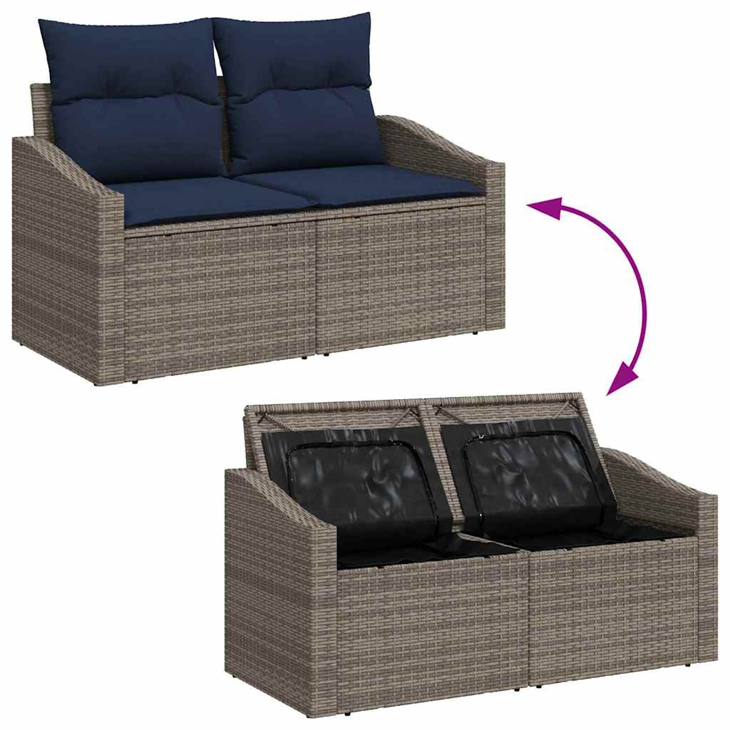 vidaXL Garden Sofa Grey 123 x 62 x 69 cm poly rattan