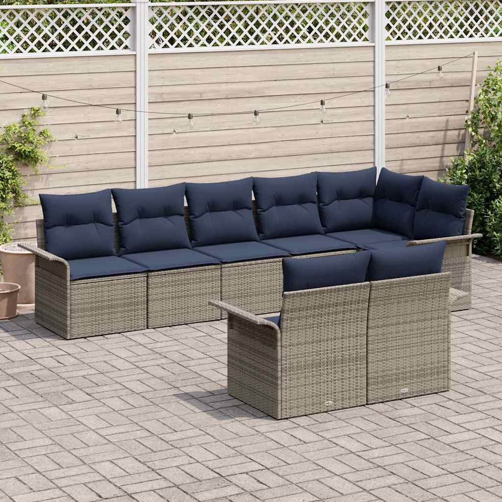 vidaXL Garden Lounge Set with cushions 8 pcs Brown poly rattan