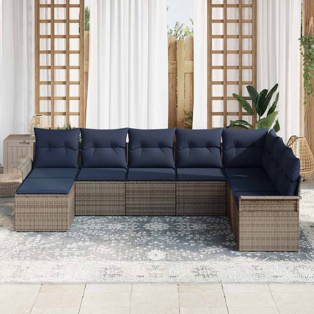 vidaXL Tuinbank Set met kussen 8 pcs Bruin poly rattan