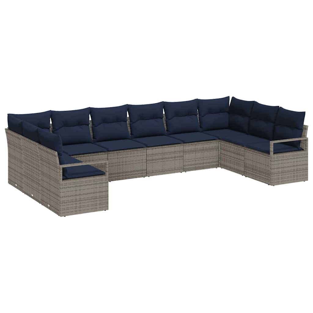 vidaXL Sofa Set with Cushions 10 pcs Brown Poly Rattan