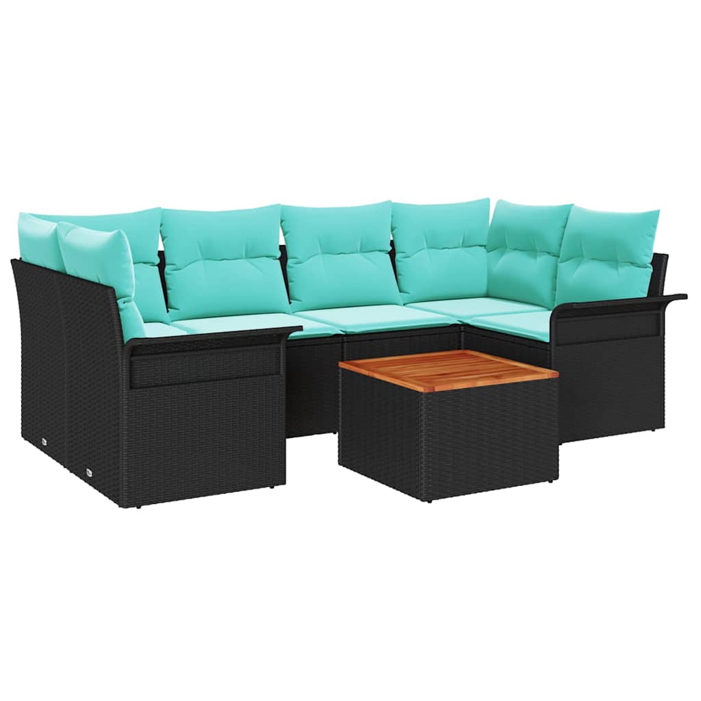 vidaXL Tuinbank Set met kussen 7 pcs Grijs poly rattan
