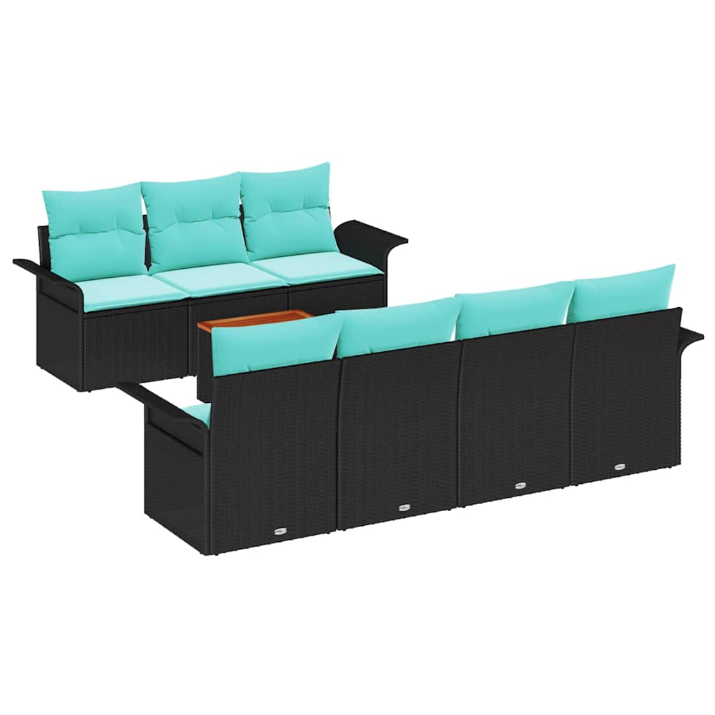 vidaXL Tuinbank Set met kussen 8 pcs Grijs poly rattan