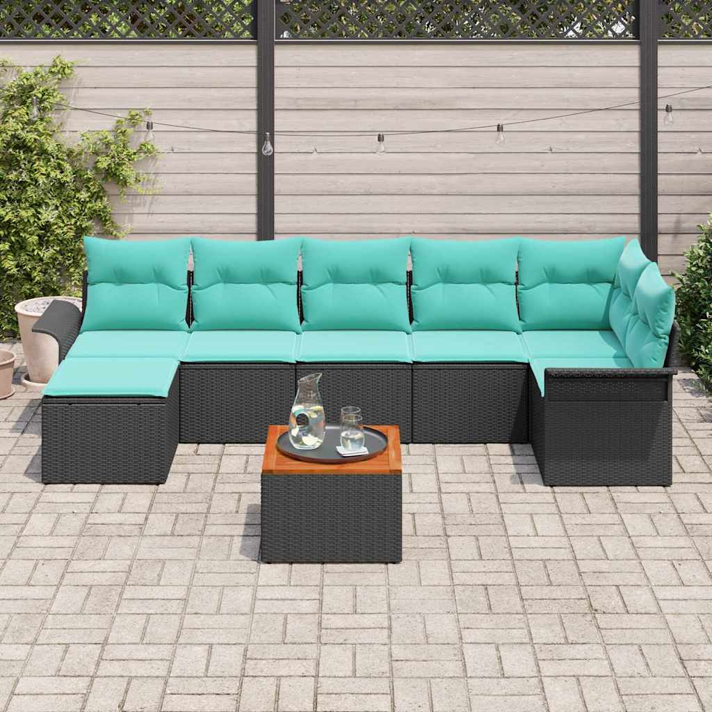vidaXL Tuinbank Set met kussen 8 pcs Grijs poly rattan
