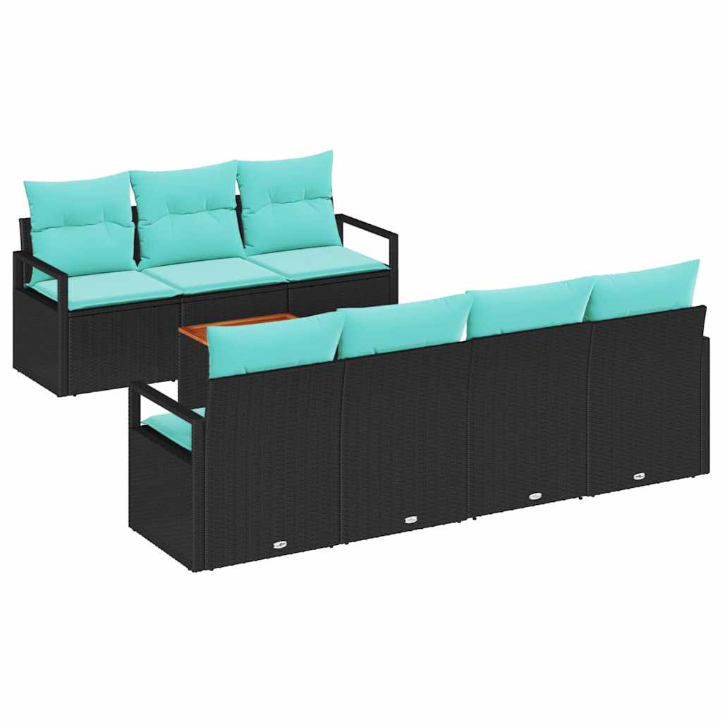 vidaXL Tuinbank Set met kussen 8 pcs Grijs poly rattan