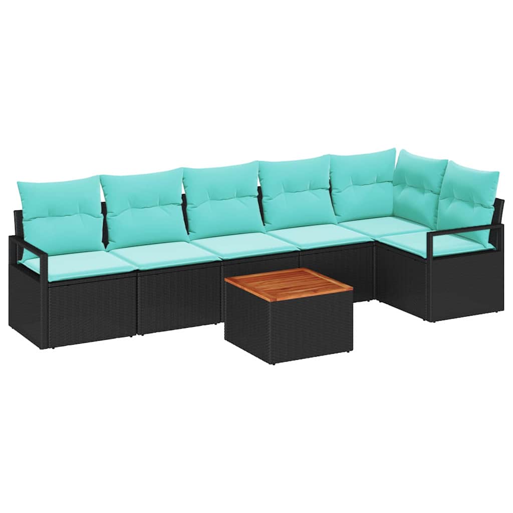vidaXL Tuinbank Set met kussen 7 pcs Grijs poly rattan