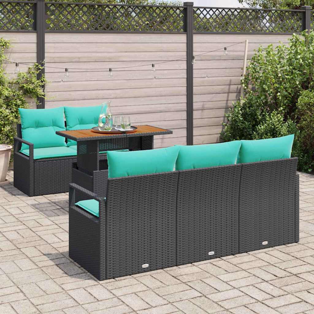 vidaXL Tuinbank Set met kussen 6 pcs grijs en marineblauw