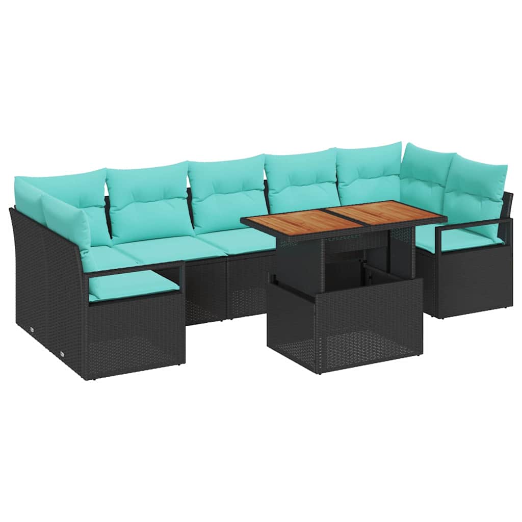 vidaXL Garden Sofa Set with Cushions 8 pcs Grey and Navy Blue