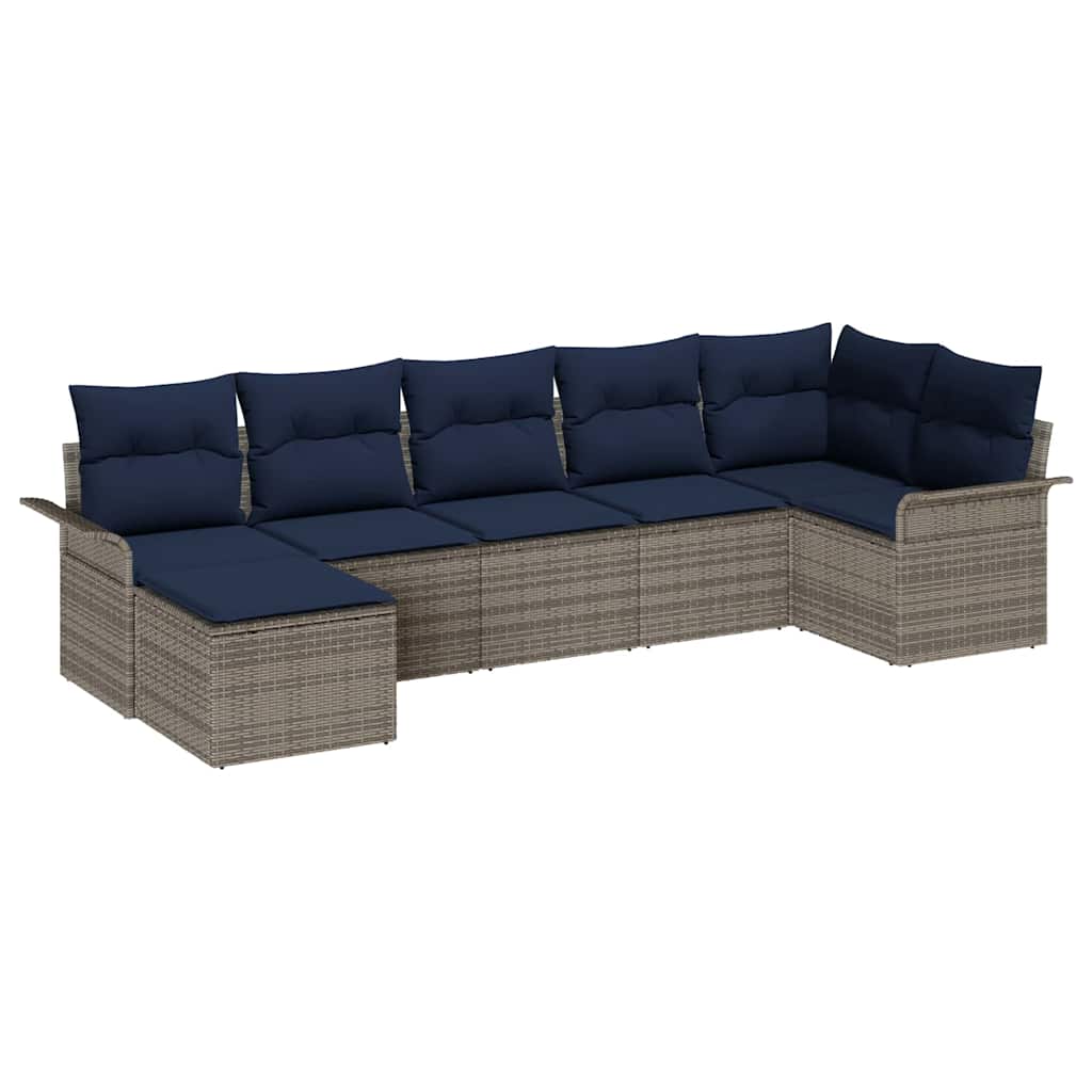 vidaXL Tuinbank Set met opslag 7 pcs Beige poly rattan