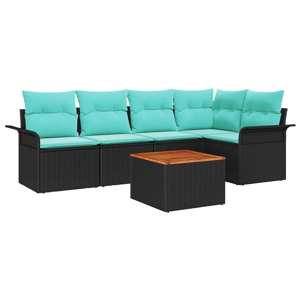 vidaXL Tuinbank Set met opslag 6 pcs Grijs en Marineblauw poly rattan