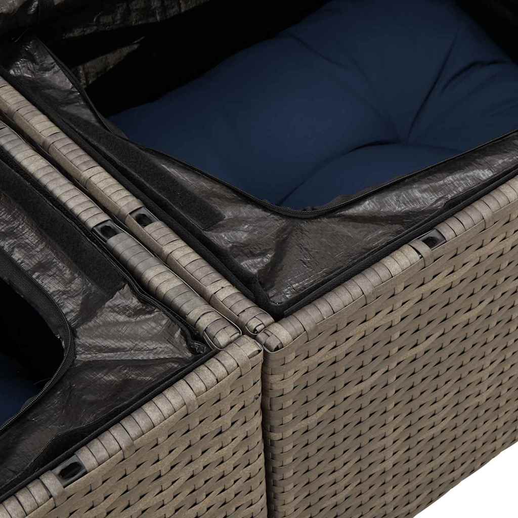 vidaXL Tuinbank Set met kussen met opslag 8 pcs Bruin Poly Riet