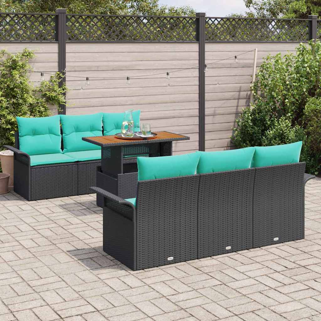 vidaXL Tuinbank Set met opslag 7 pcs Grijs Poly rattan