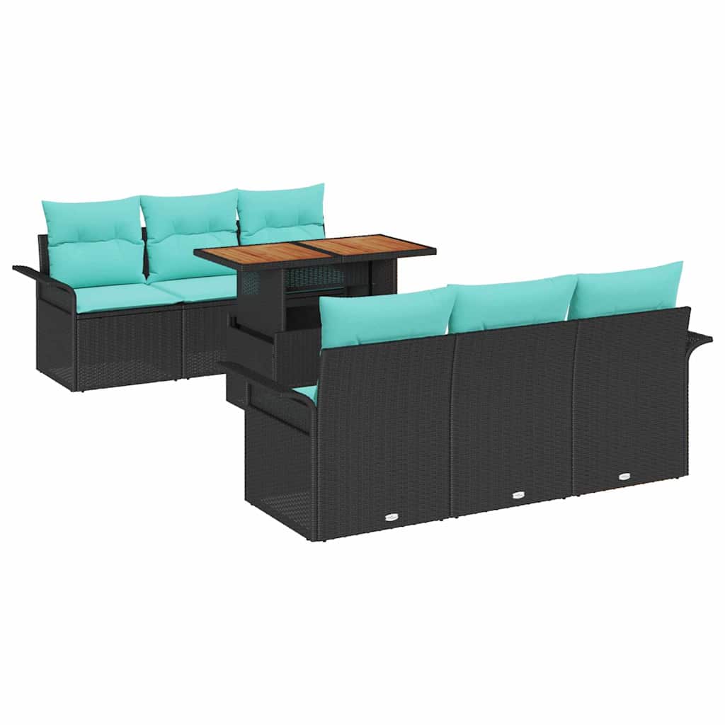 vidaXL Tuinbank Set met opslag 7 pcs Grijs Poly rattan