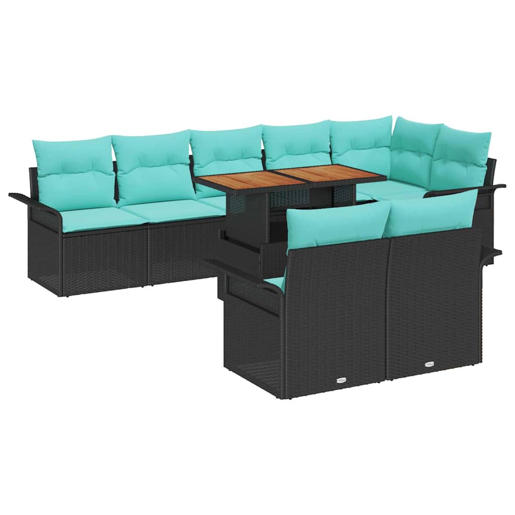 vidaXL Tuinbank Set met opslag 9 pcs Grijs Poly rattan