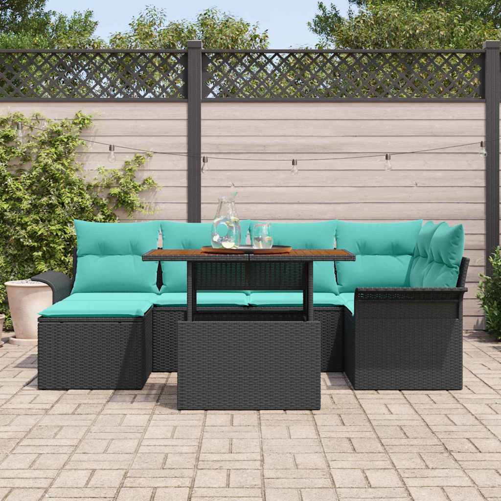vidaXL Garden Storage Bench Set 7 pcs Grey Poly Rattan