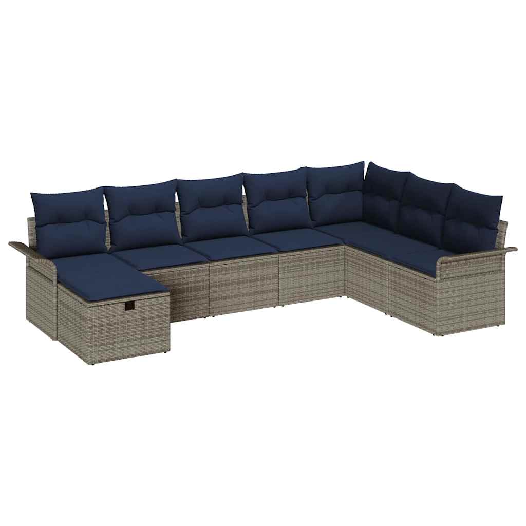 vidaXL Tuinbank Set met kussen 8 pcs Bruin en Rood poly rattan