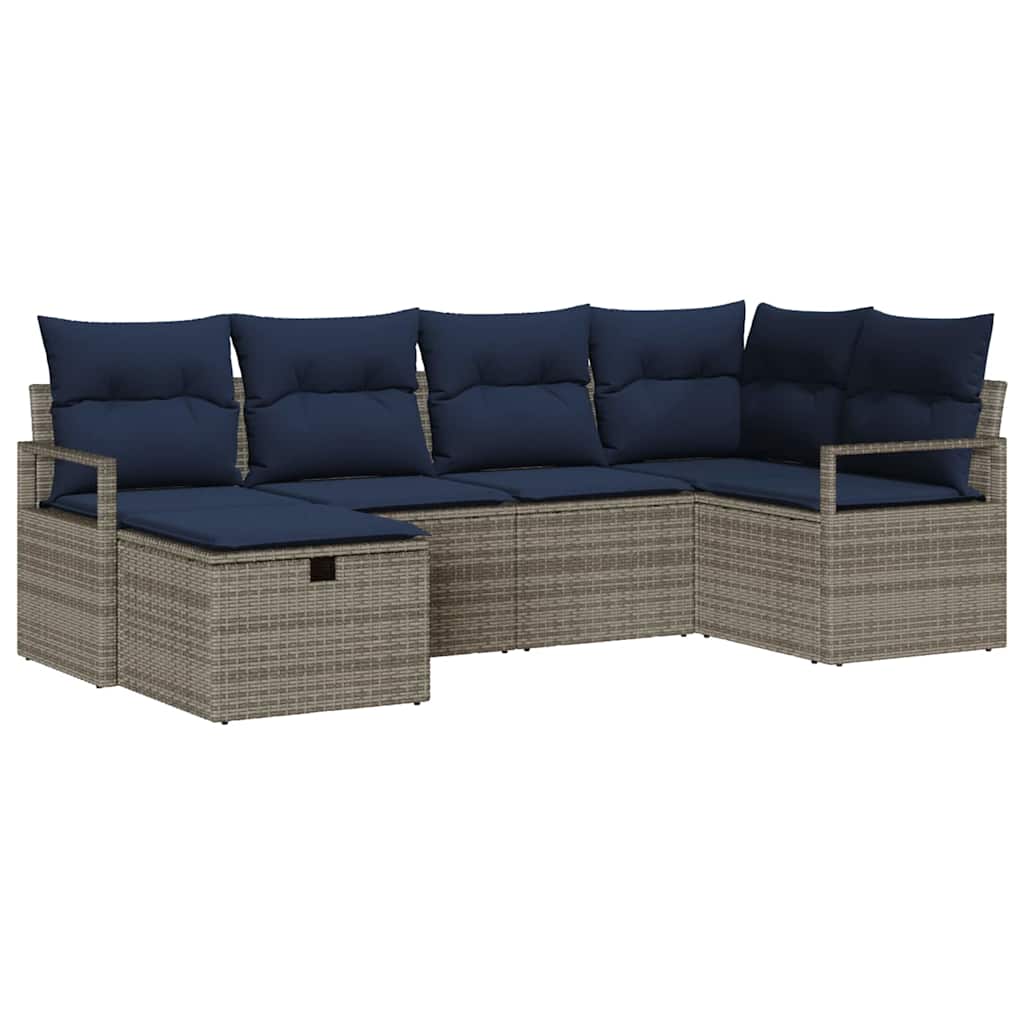 vidaXL Bankstel met kussen met opslag Bruin en Rood poly rattan