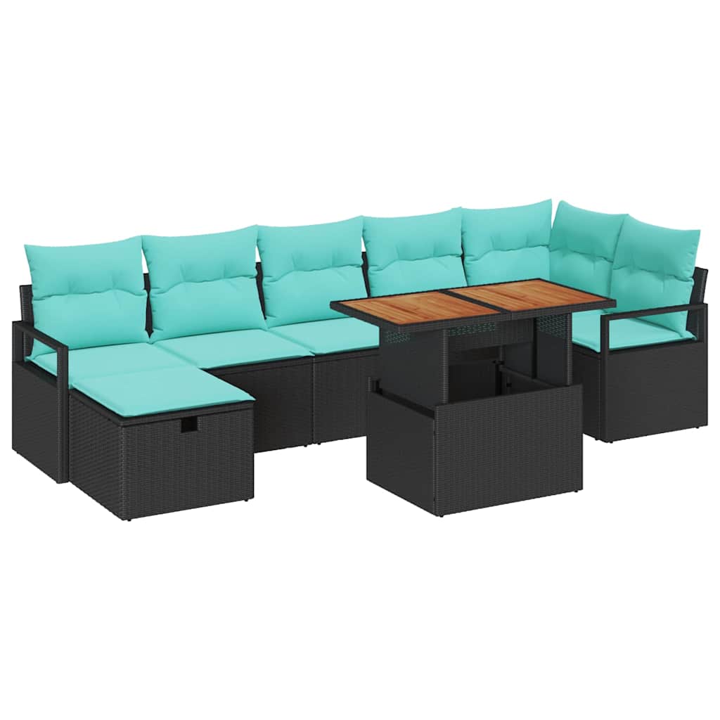 vidaXL Salon de jardin avec coussins et rangement 8 pcs Résine tressée Gris