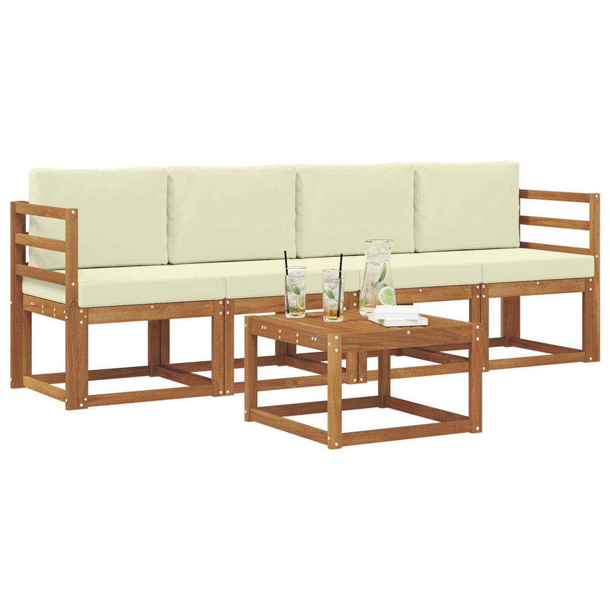 vidaXL Buiten bank set 5 pcs Naturel Massief Acacia Hout